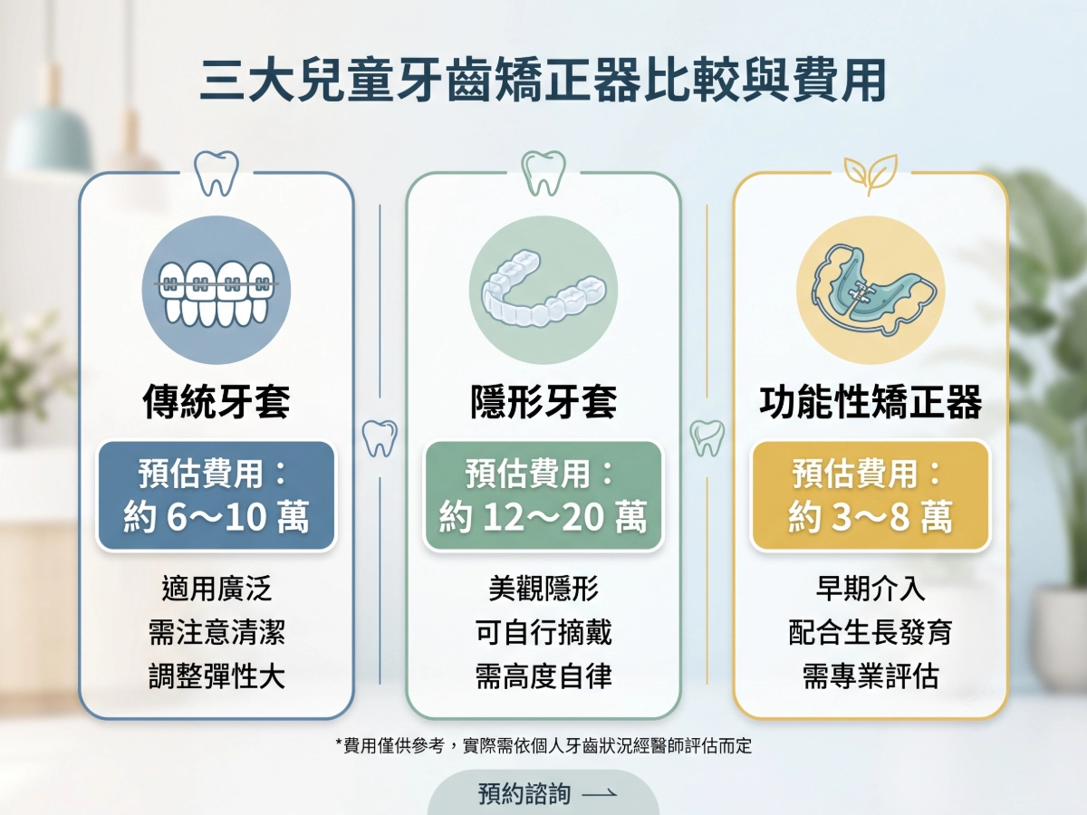 三大兒童牙齒矯正器比較，矯正器費用差異