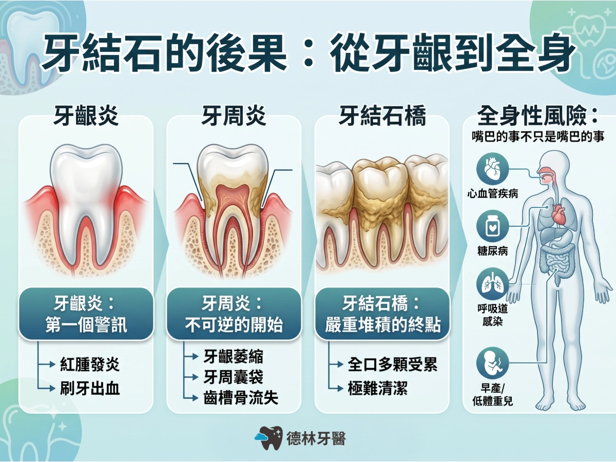 牙結石的後果，從牙齦到全身